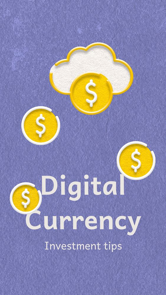 Digital currency, Facebook story template, editable business design