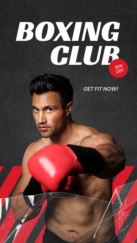 Boxing club Instagram story template, sports, gym advertisement