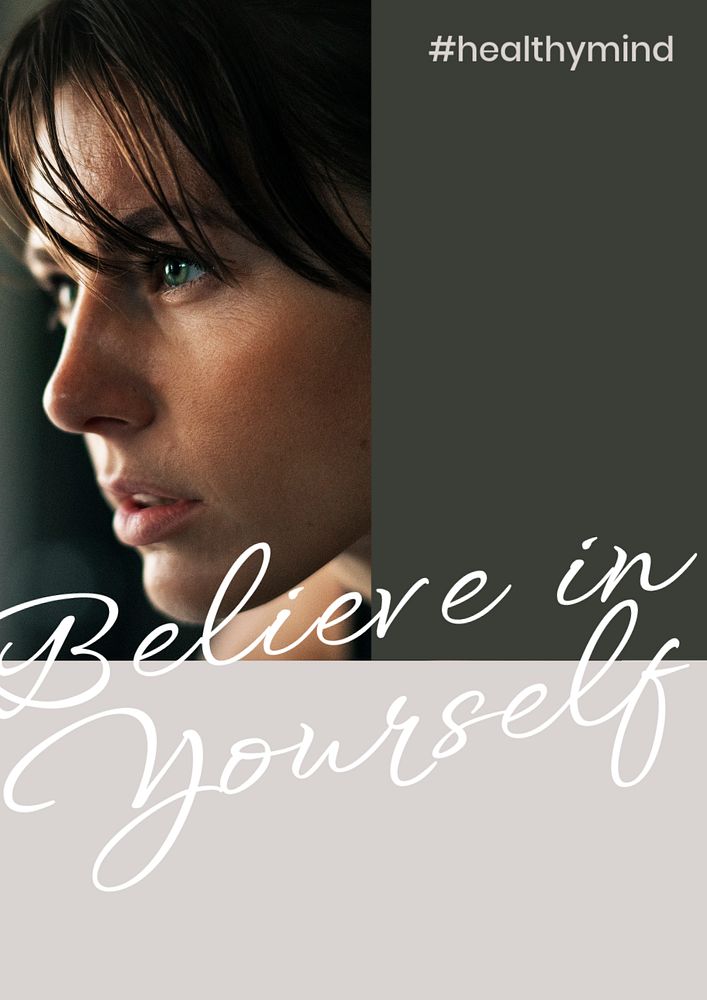 Believe in yourself poster template, inspirational wellness quote