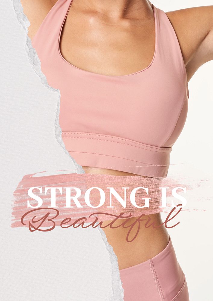Strong is beautiful poster template, sports aesthetic design