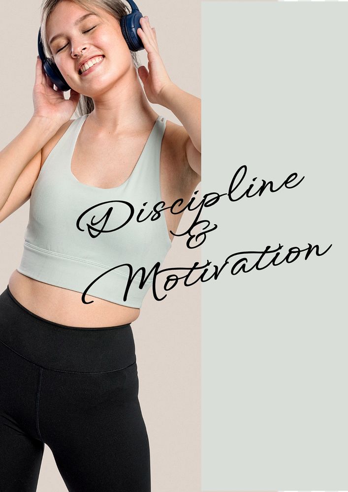 Discipline & motivation poster template, healthy woman photo