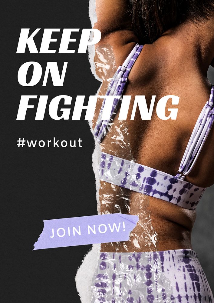 Workout aesthetic poster template, gym advertisement