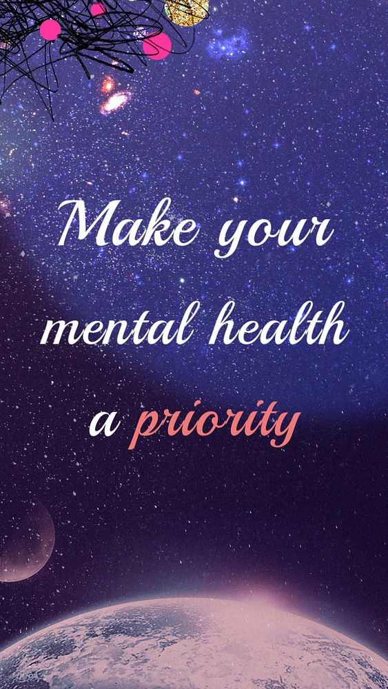Aesthetic galaxy Instagram story template, mental health quote