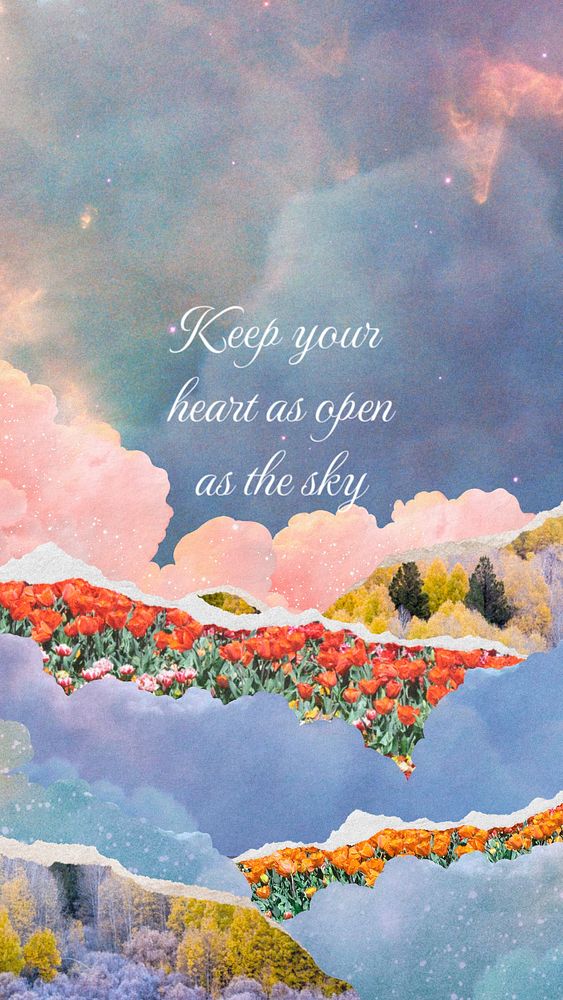 Inspiring quote  social story template, digital collage art