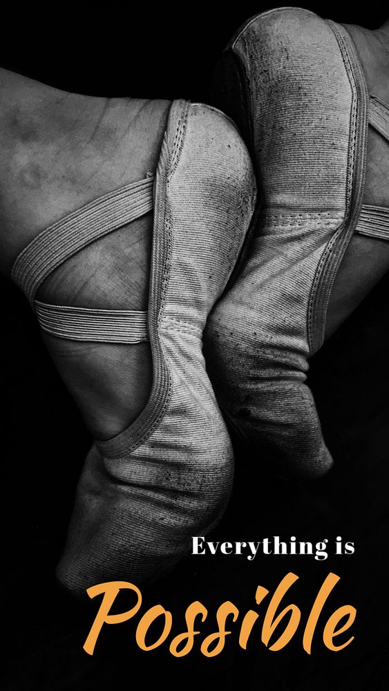 Motivational ballerina Instagram story template, everything is possible quote