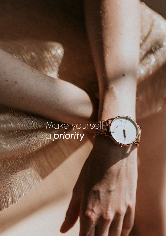Wristwatch aesthetic poster template, make yourself a priority quote