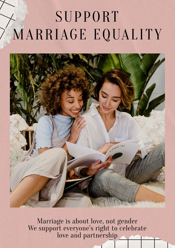 Support marriage equality poster template, Pride Month celebration