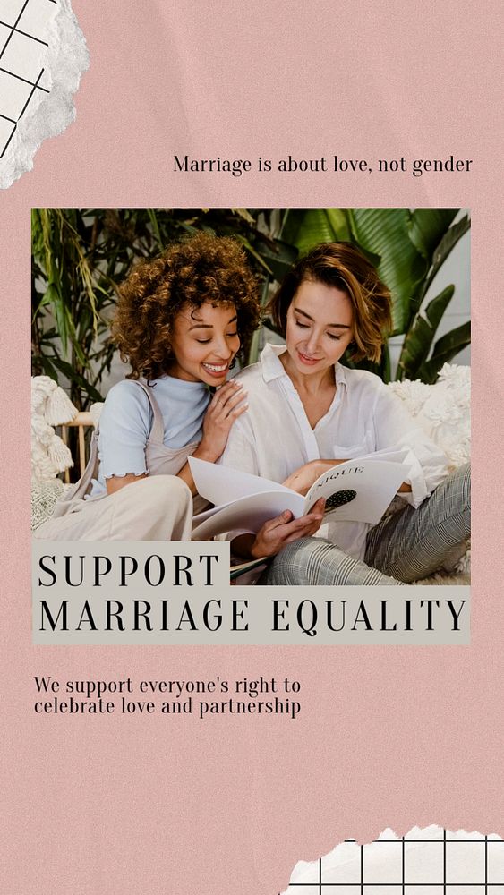 Marriage equality Instagram story template, Pride Month celebration