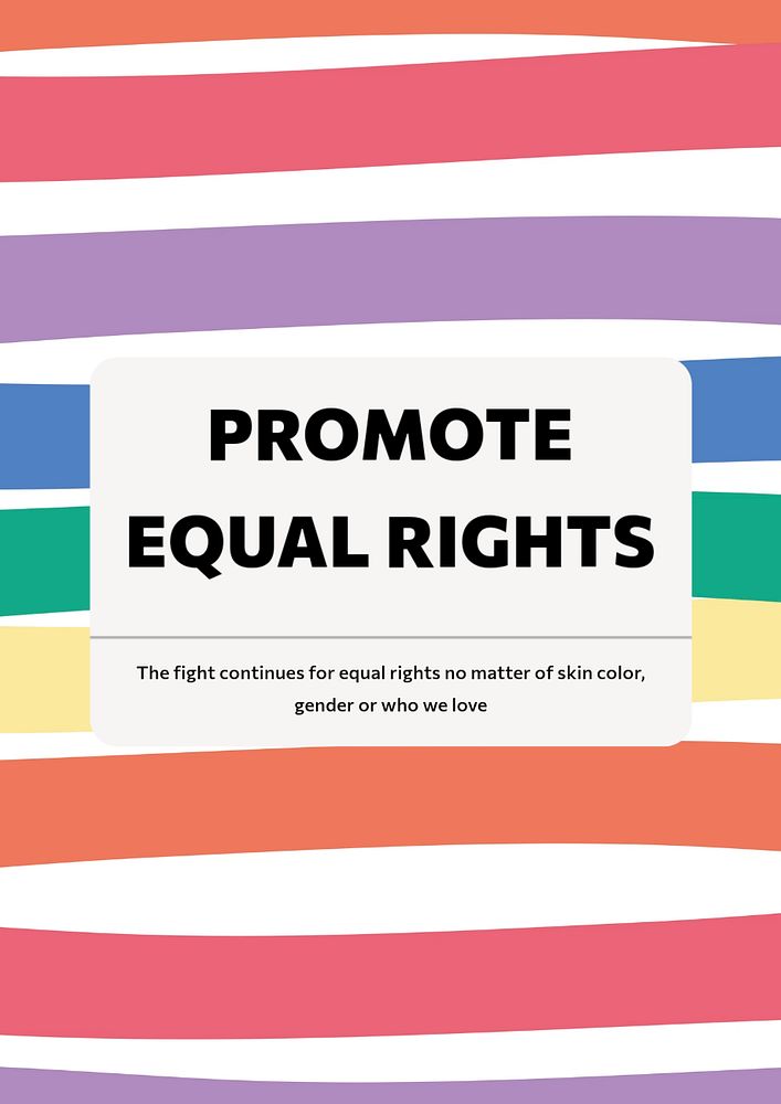 Promote equal rights poster template, Pride Month celebration