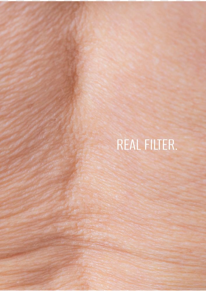 Real filter poster template, old, wrinkled skin photo