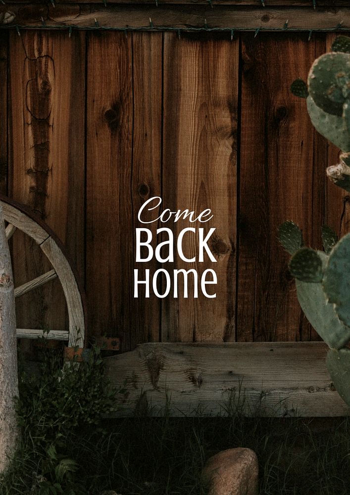 Cactus aesthetic poster template, come back home quote