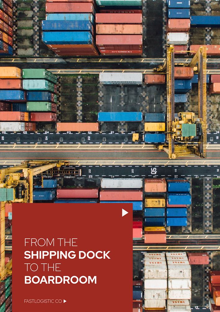 Logistics business poster template, shipping containers photo