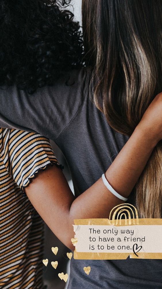 Friendship aesthetic Instagram story template, girls hugging photo