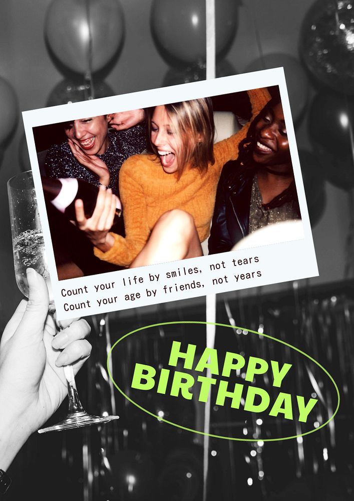 Birthday party poster template, celebration photo