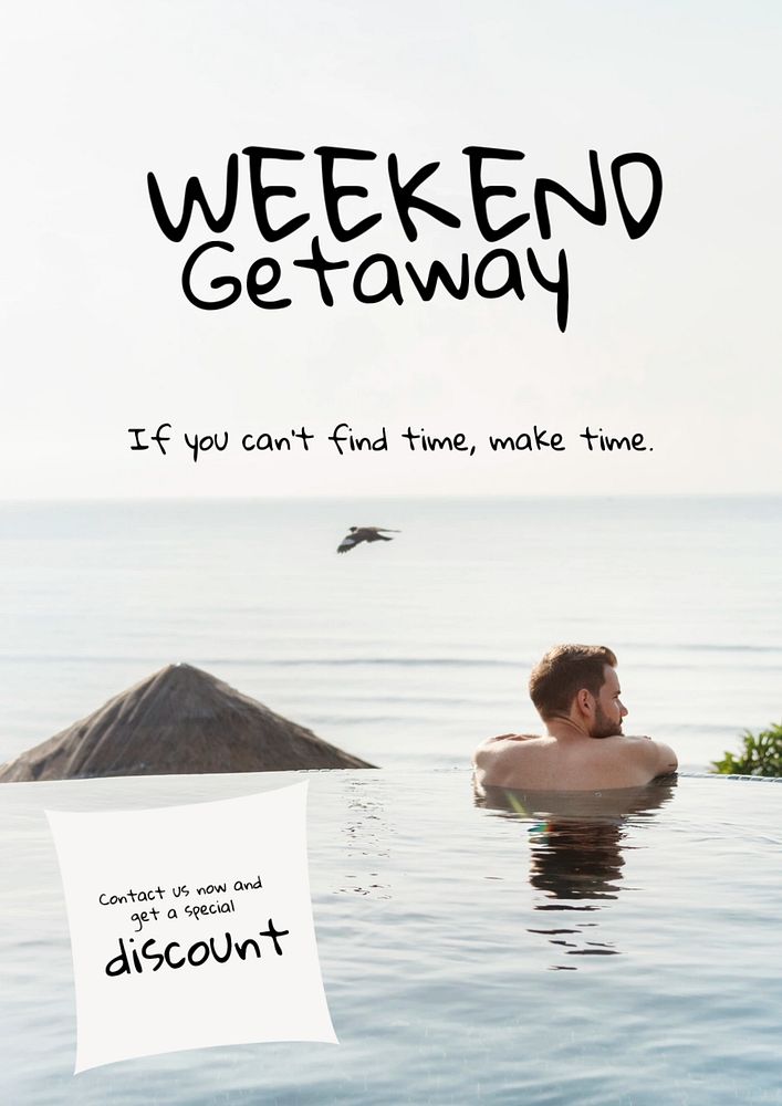 Weekend getaway poster template, travel editable design