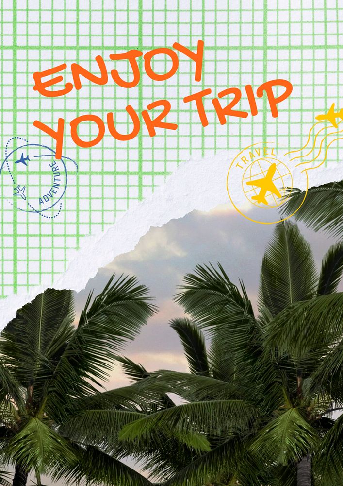 Tropical travel poster template, summer vacation