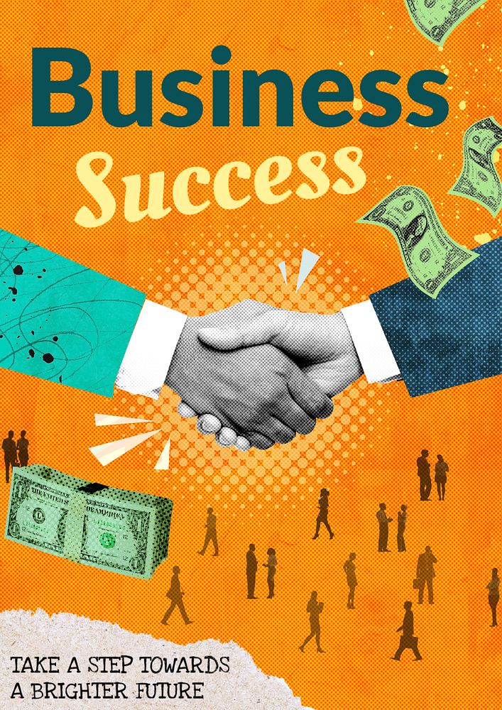 Business success poster template, remix media design