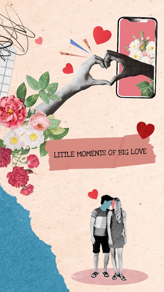 Online dating mobile wallpaper template, remix media design