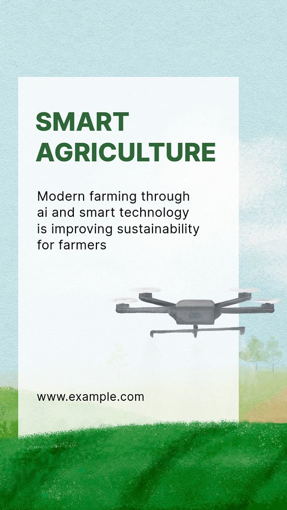 Smart agriculture Instagram story template, watering drone illustration