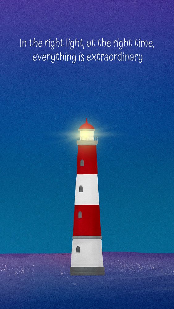 Watercolor lighthouse Instagram story template, nature aesthetic illustration