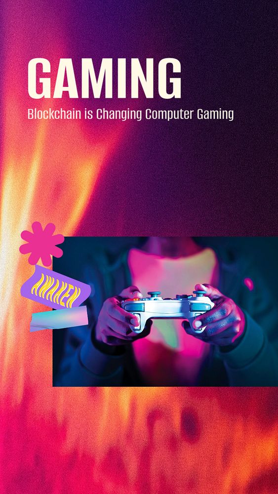 Gaming aesthetic Instagram story template, cute memphis design