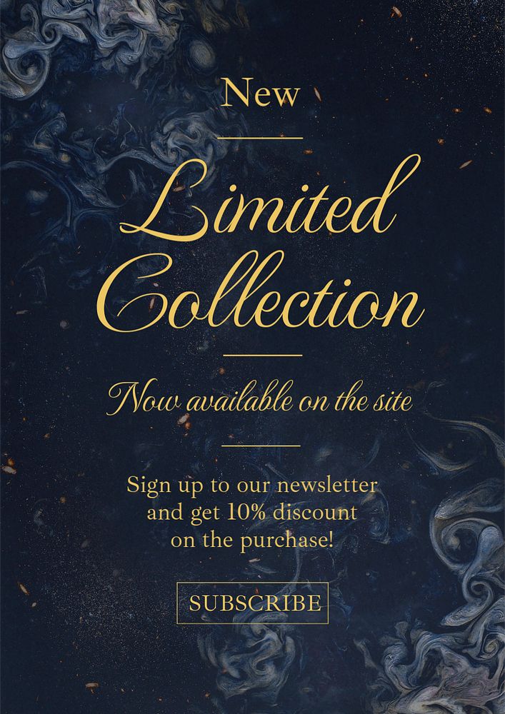 Limited collection poster template, dark elegant, editable design