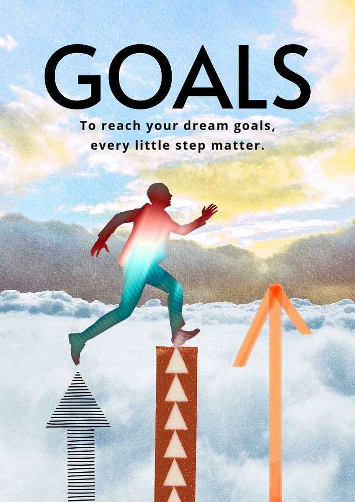 Business goals poster editable template, aesthetic sky remix