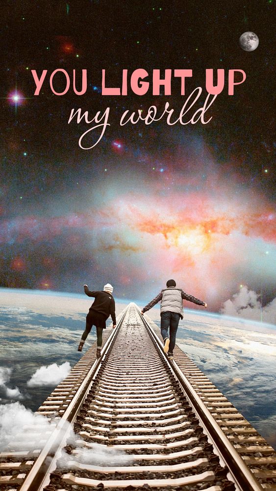 Couple journey Instagram story template, surreal collage art remixed media