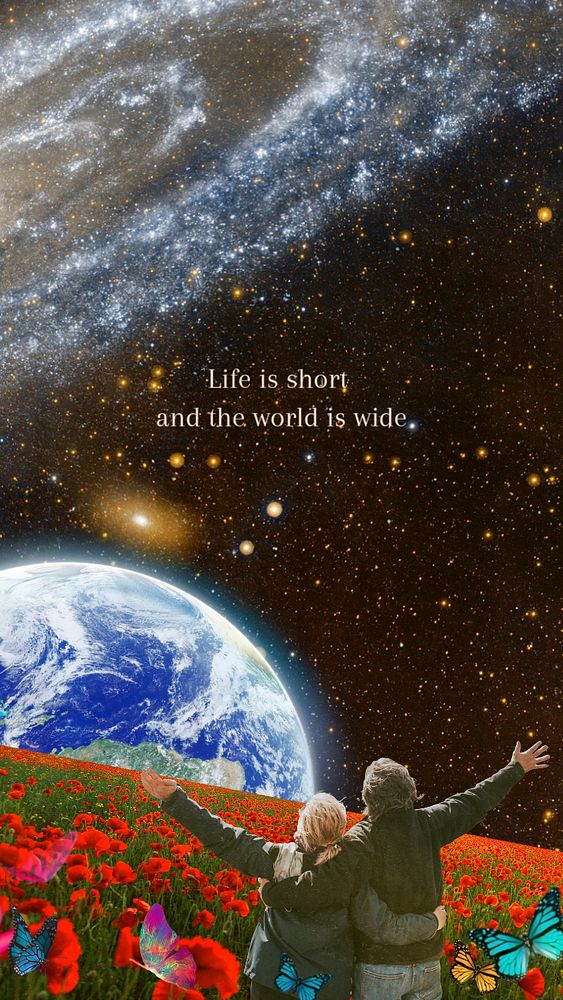 Romantic space Instagram story template, surreal collage art remixed media