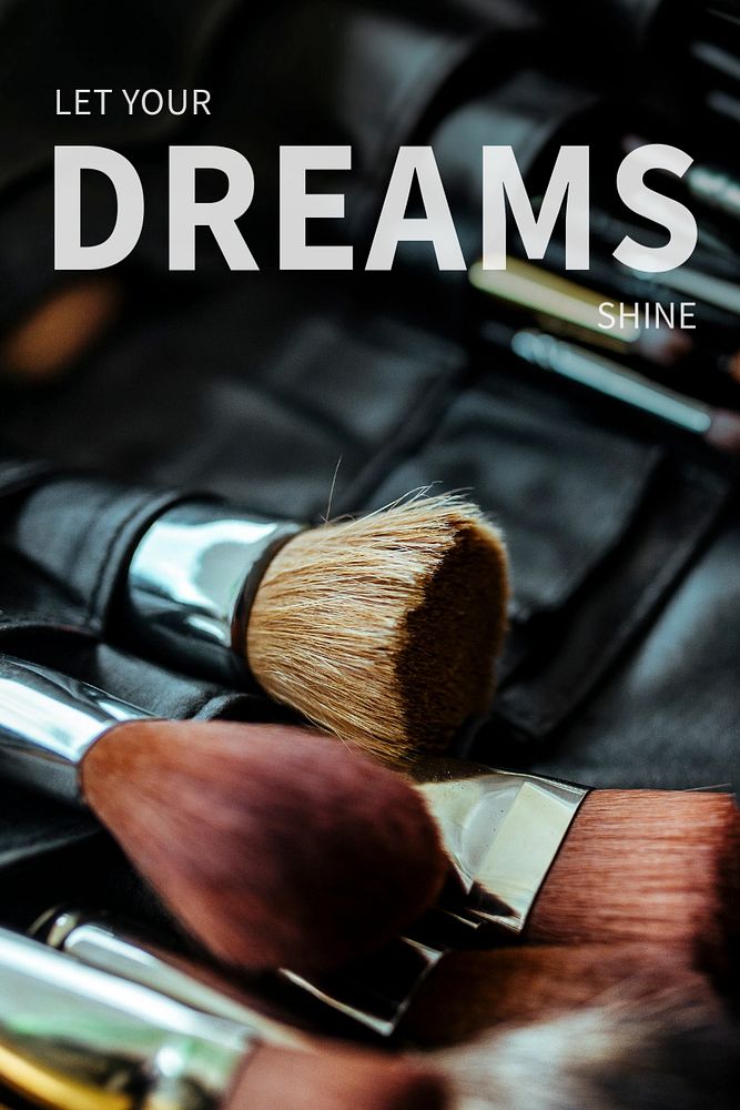 Makeup brush poster template, inspirational quote