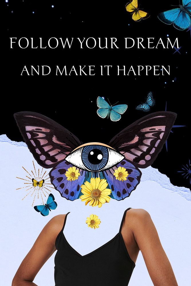 Abstract surreal template, positive quote remixed media 