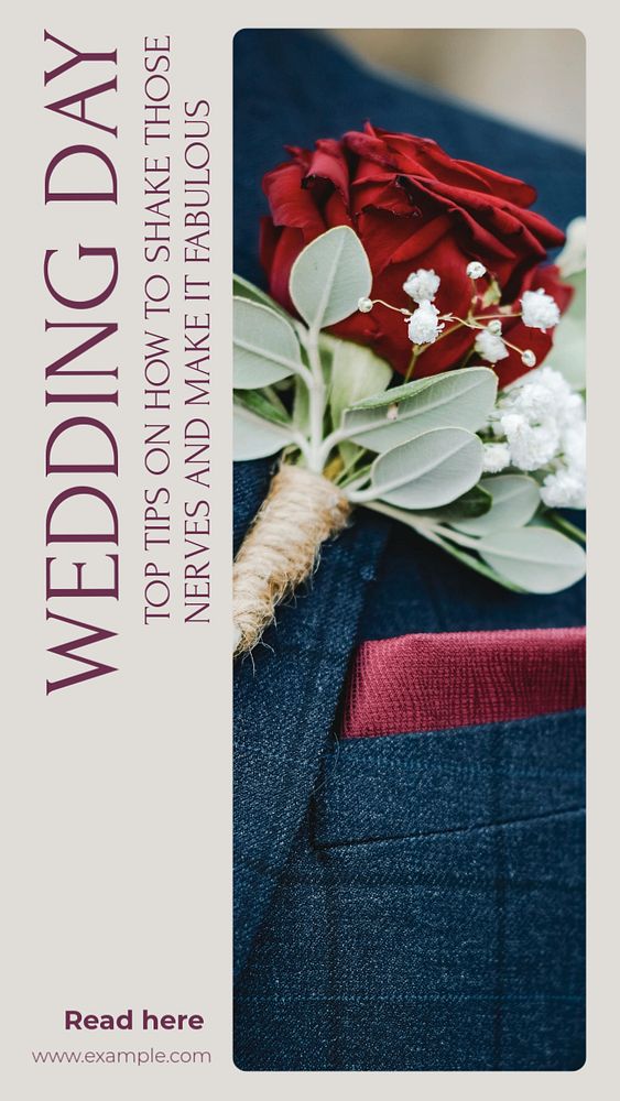 Wedding day social story template, editable text