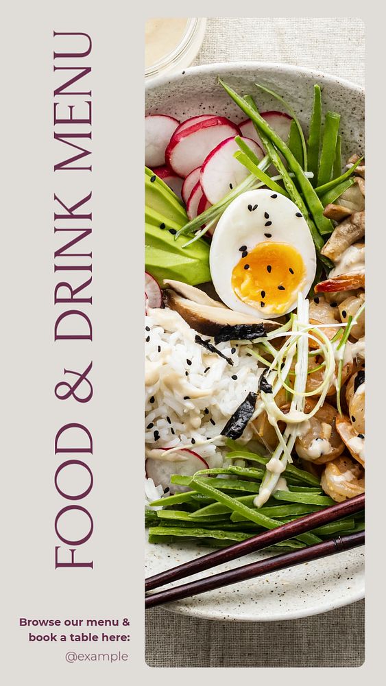 Food & drink menu social story template, editable text