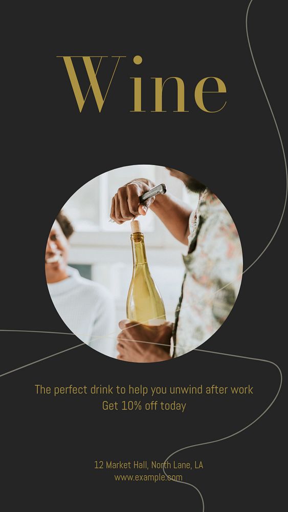 Wine social story template, editable text