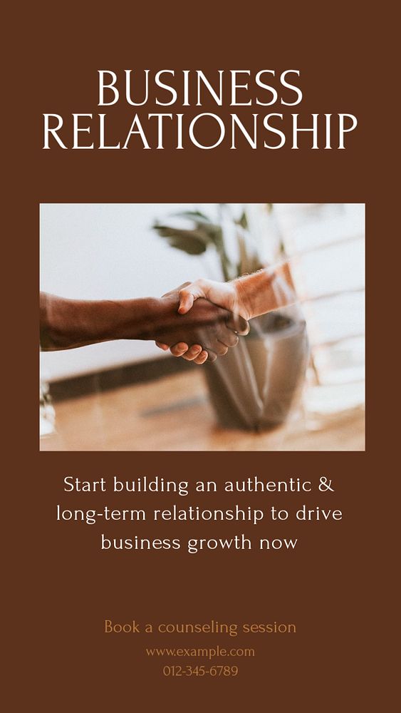 Business relationship social story template, editable text