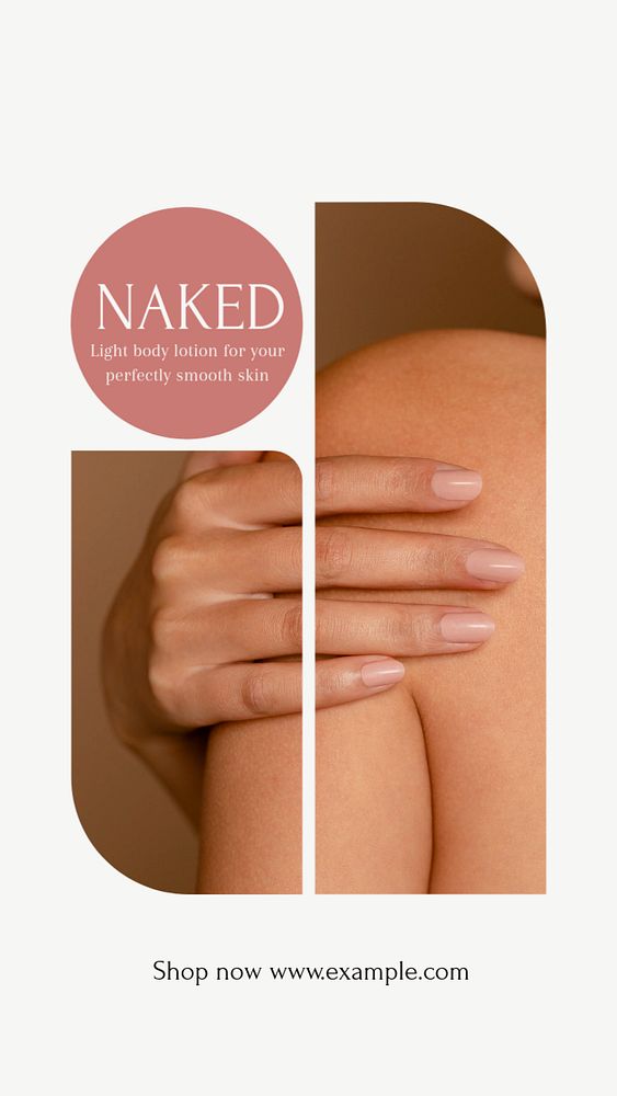 Naked skincare social story template, editable text