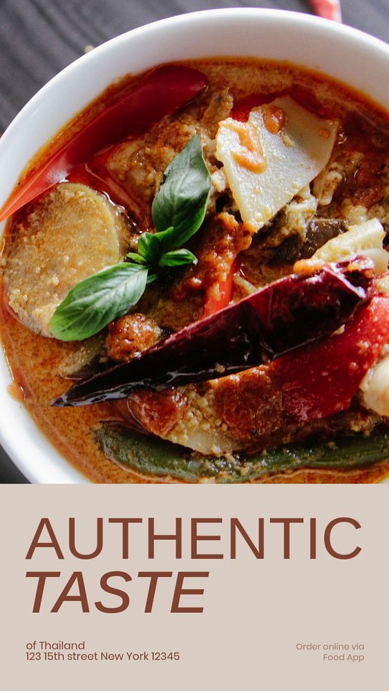 Authentic taste social story template, editable text