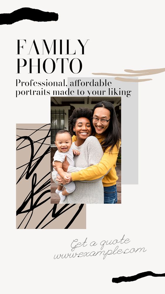 Family photo social story template, editable text