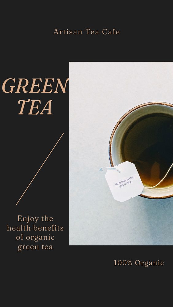 Green tea social story template, editable text