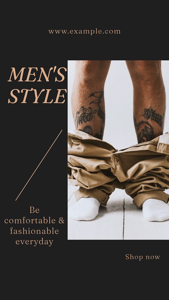 Men's style social story template, editable text