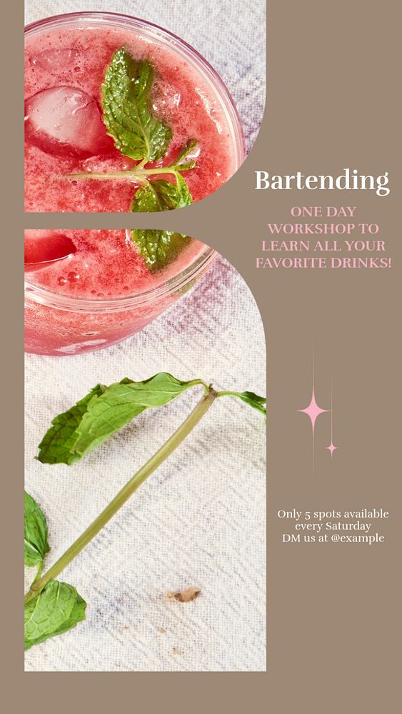 Bartending workshop social story template, editable text