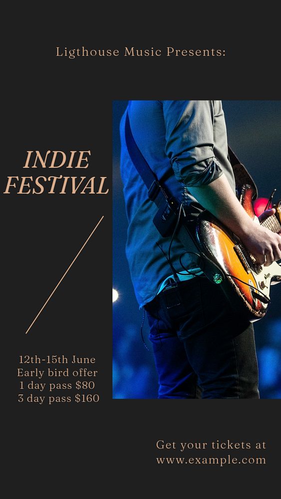 Indie festival social story template, editable text