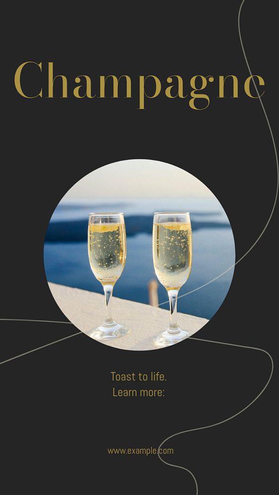 Champagne social story template, editable text