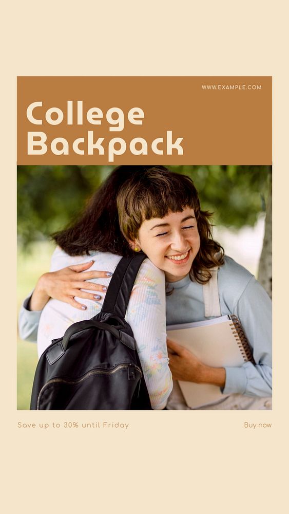 College backpack social story template, editable text