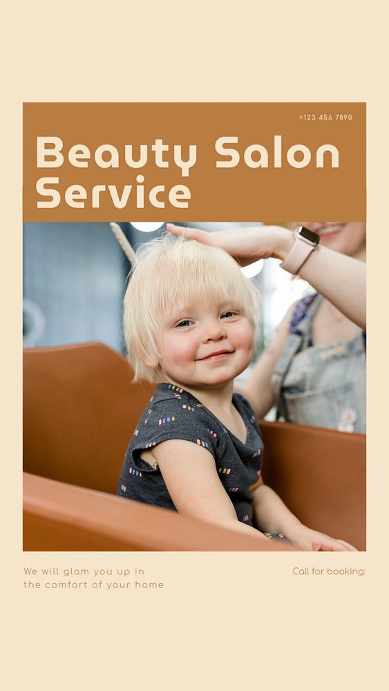 Beauty salon service social story template, editable text