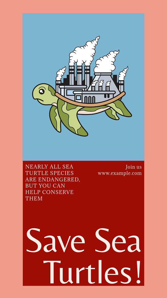 Save sea turtles social story template, editable text