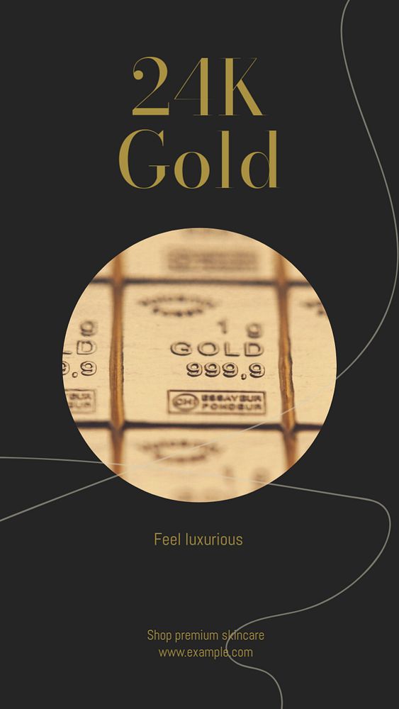 24K gold social story template, editable text