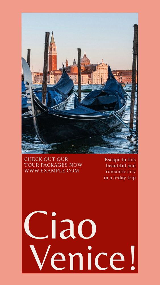 Venice travel social story template, editable text