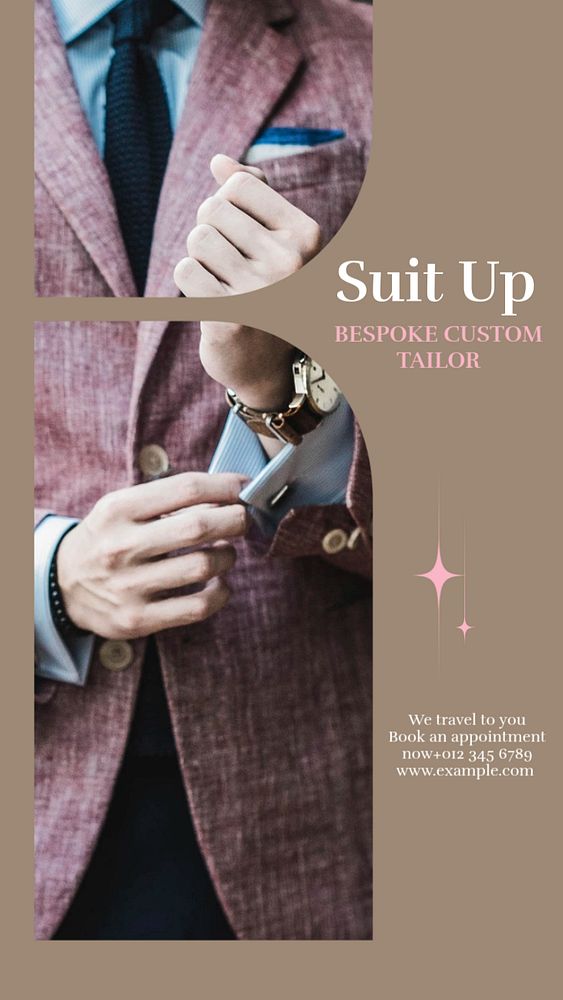 Suit tailor shop social story template, editable text