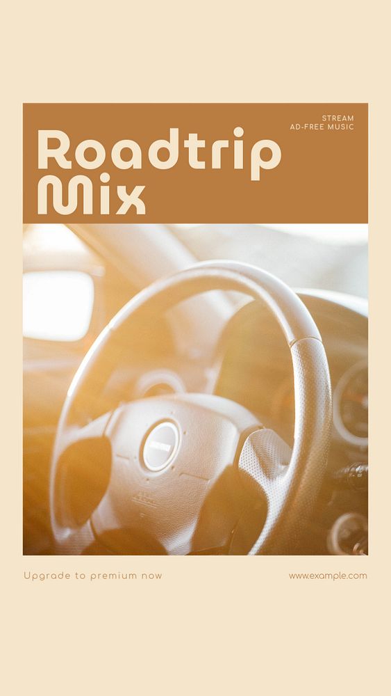 Roadtrip music mix social story template, editable text